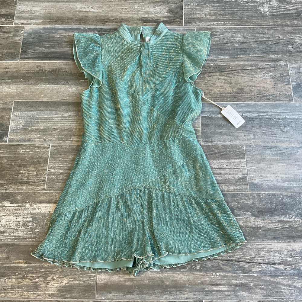 Shimmering Teal Ruffle Romper